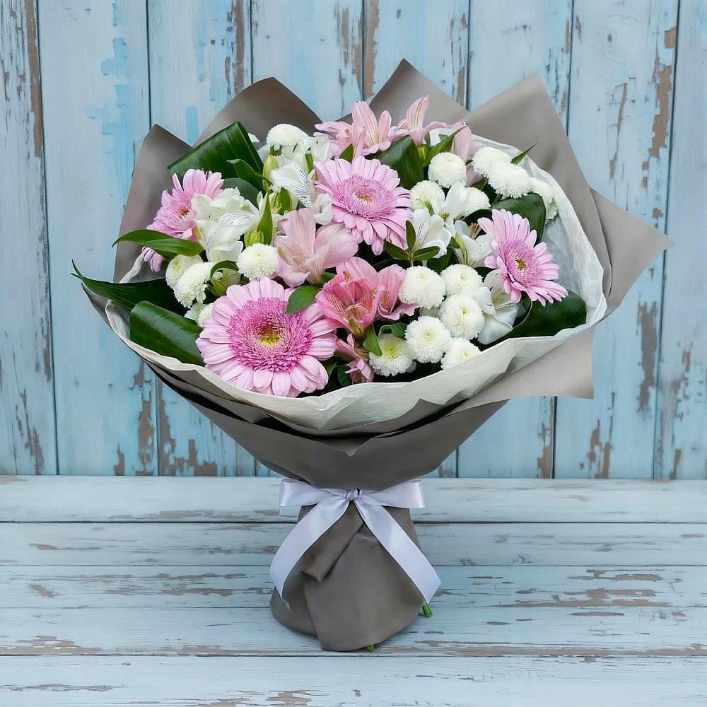 Букет цветов из: Герберы, Альстромерии и Хризантемы в Алдане