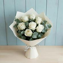 Букет Белые розы в Эвкалипте #REPLACE_PRED# Алдане